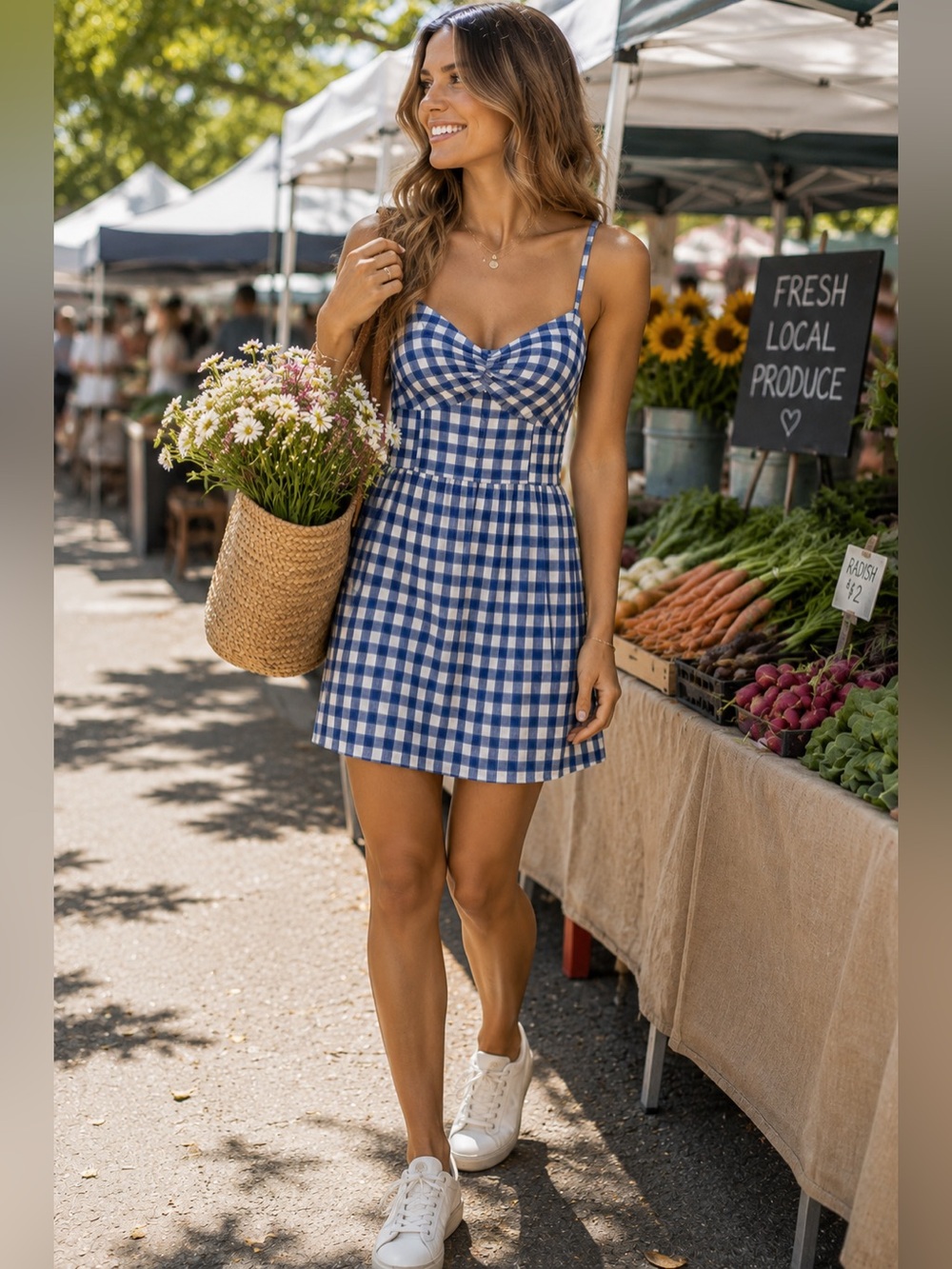 Old Navy Blue & White Gingham Sundress – Size 8 – EUC